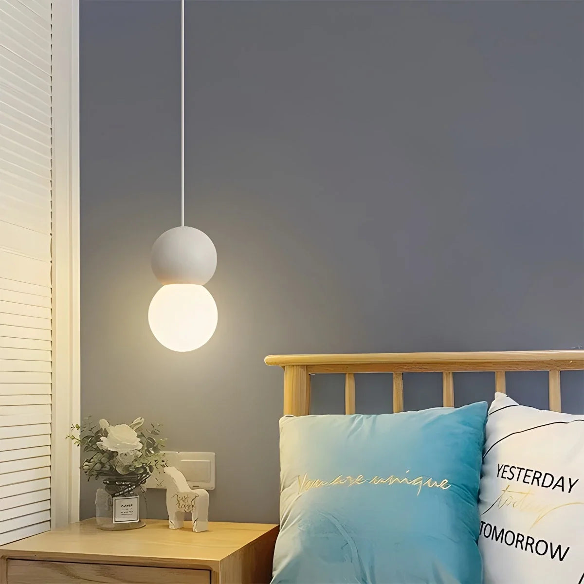 Cream Style Globe Pendant Light Small Bedside Lamp – detail 36