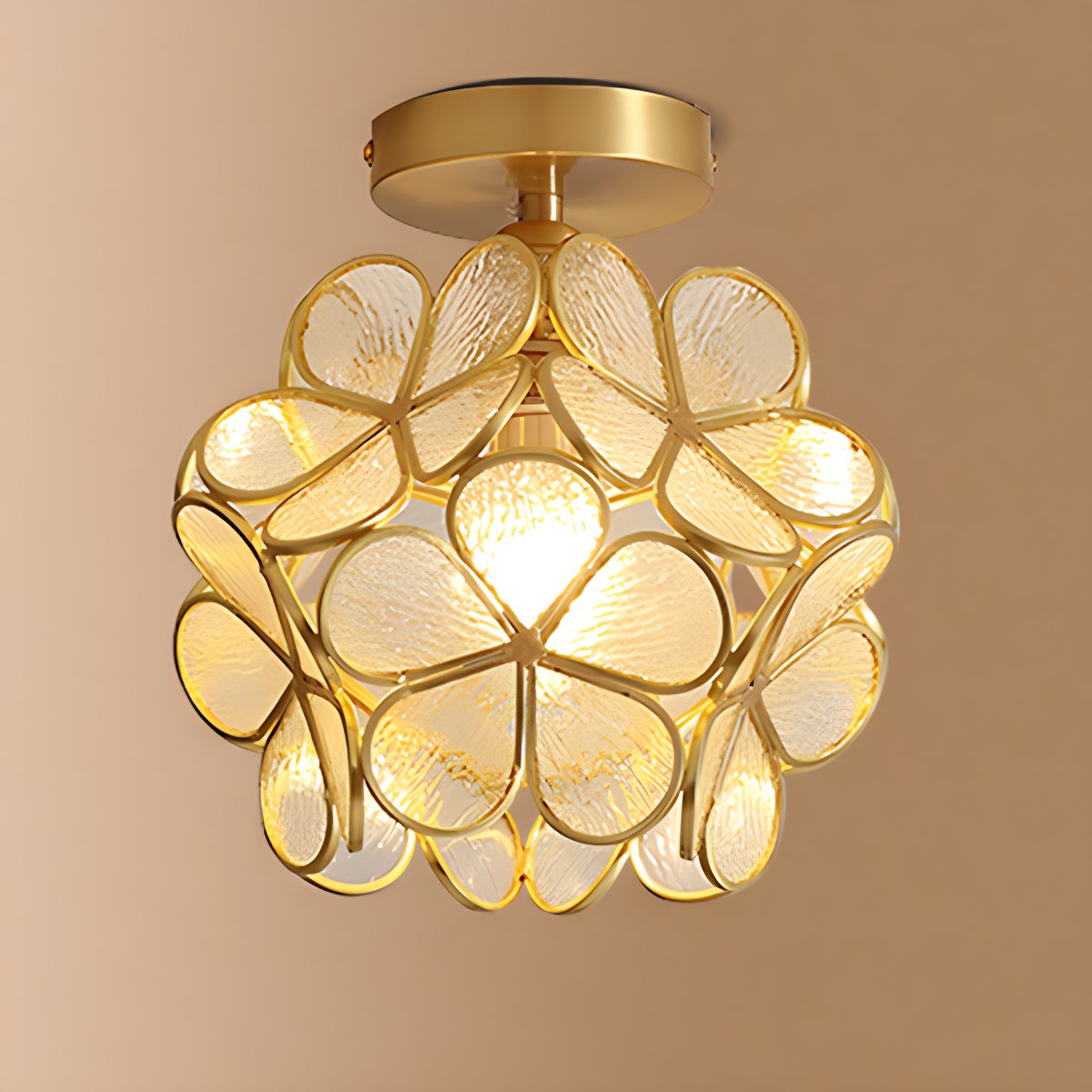 European Style Copper Glass Ceiling Lamp-E – Glass detail 3