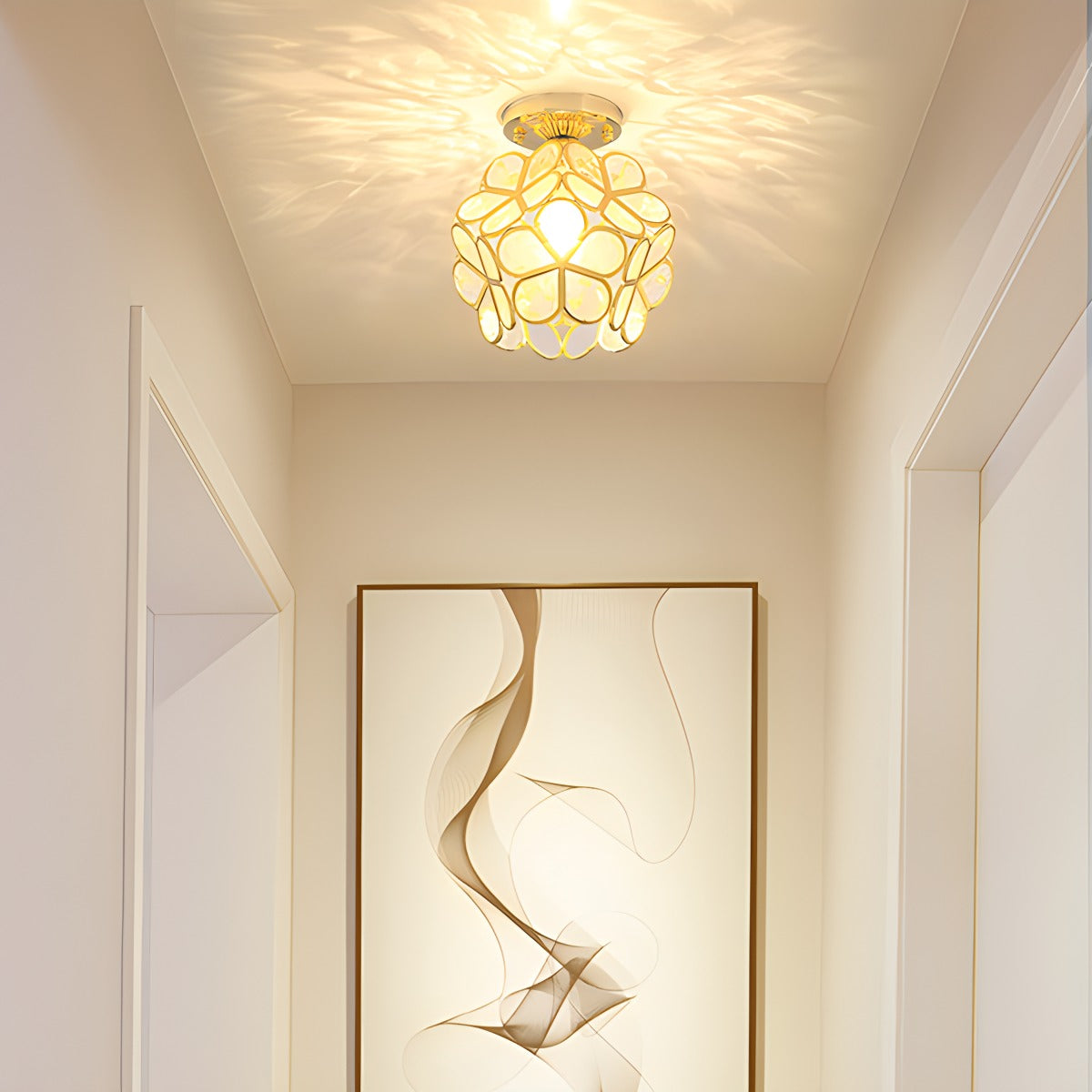 European Style Copper Glass Ceiling Lamp-E – Glass detail 2