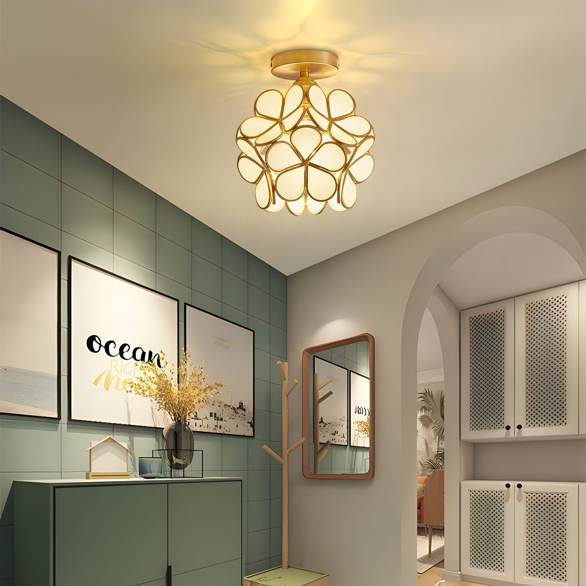 European Style Copper Glass Ceiling Lamp-E – Glass detail 12