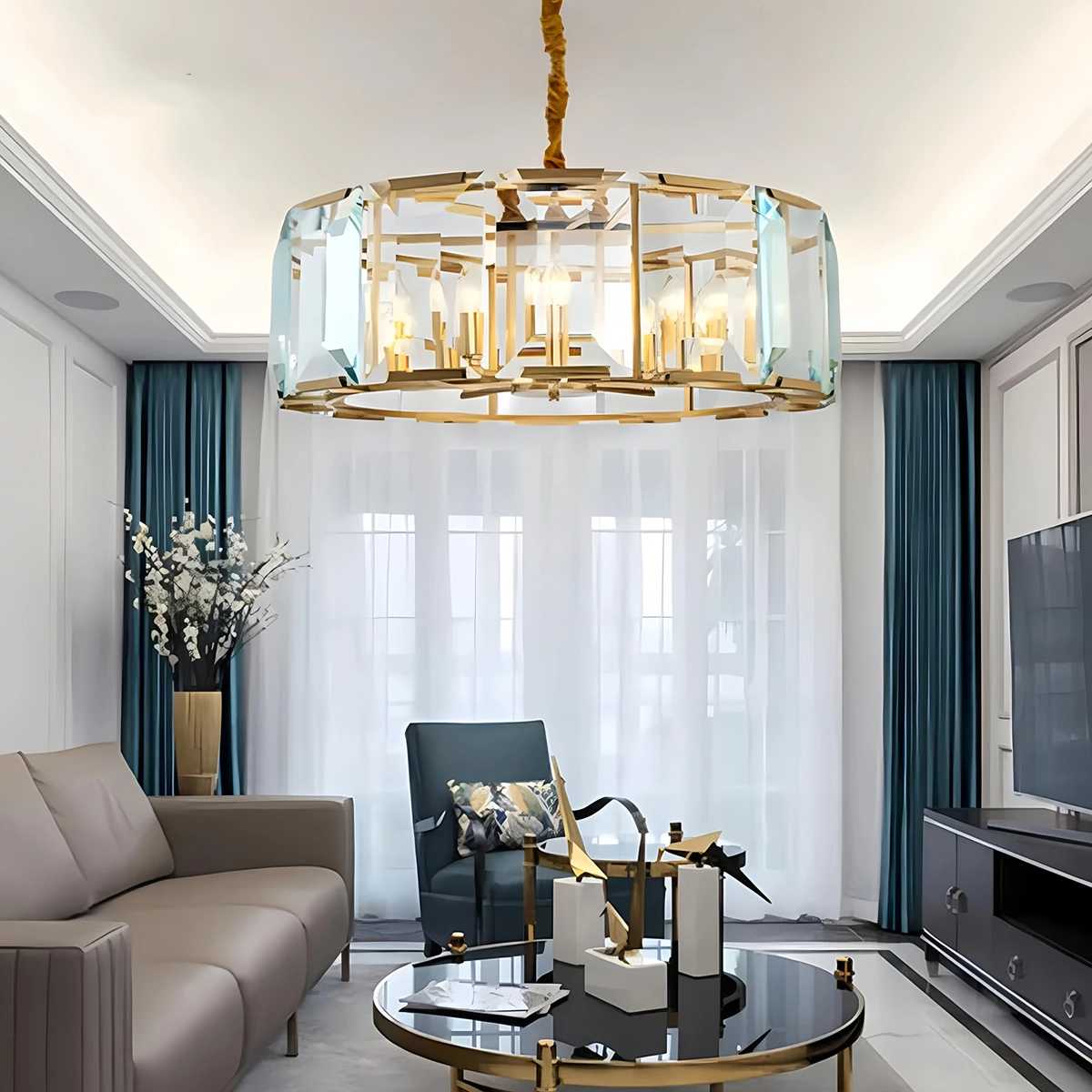 Circular Glass Chandelier for Dining Room – Glass detail 2