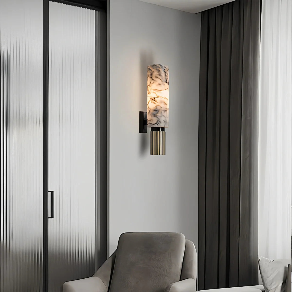 Creative Columnar Spanish Alabaster Decorative Wall Light – Alabaster detail 6