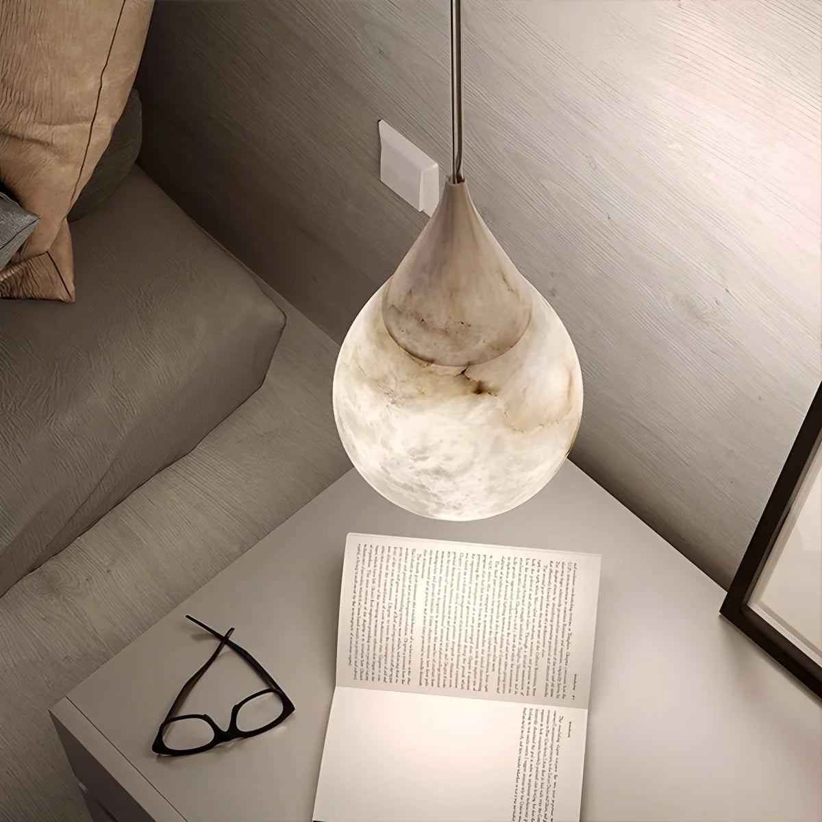 Creative Waterdrop Spanish Alabaster Pendant Light – Alabaster detail 7