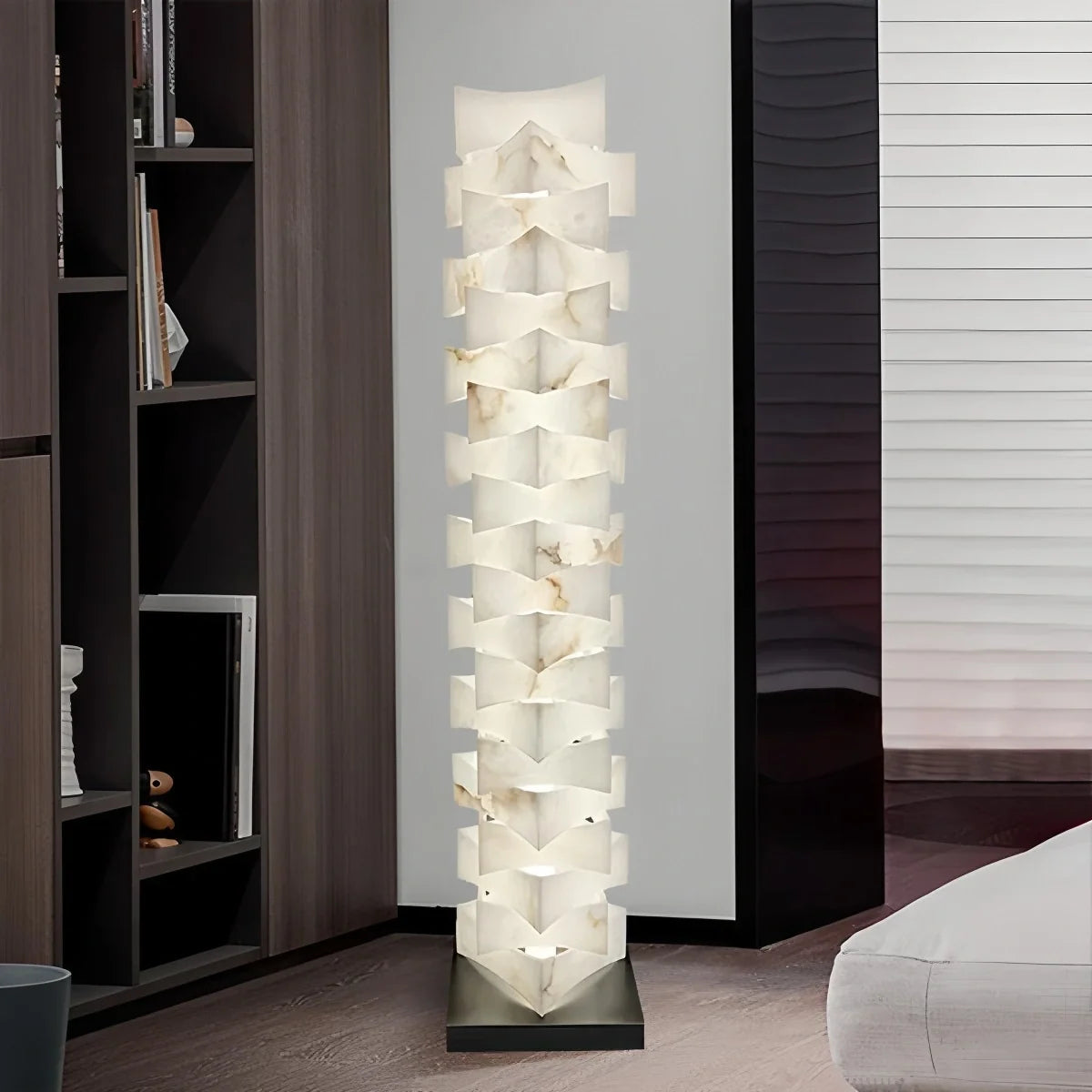Creative Stacked Spanish Alabaster Squares Floor Lamp – Alabaster detail 5