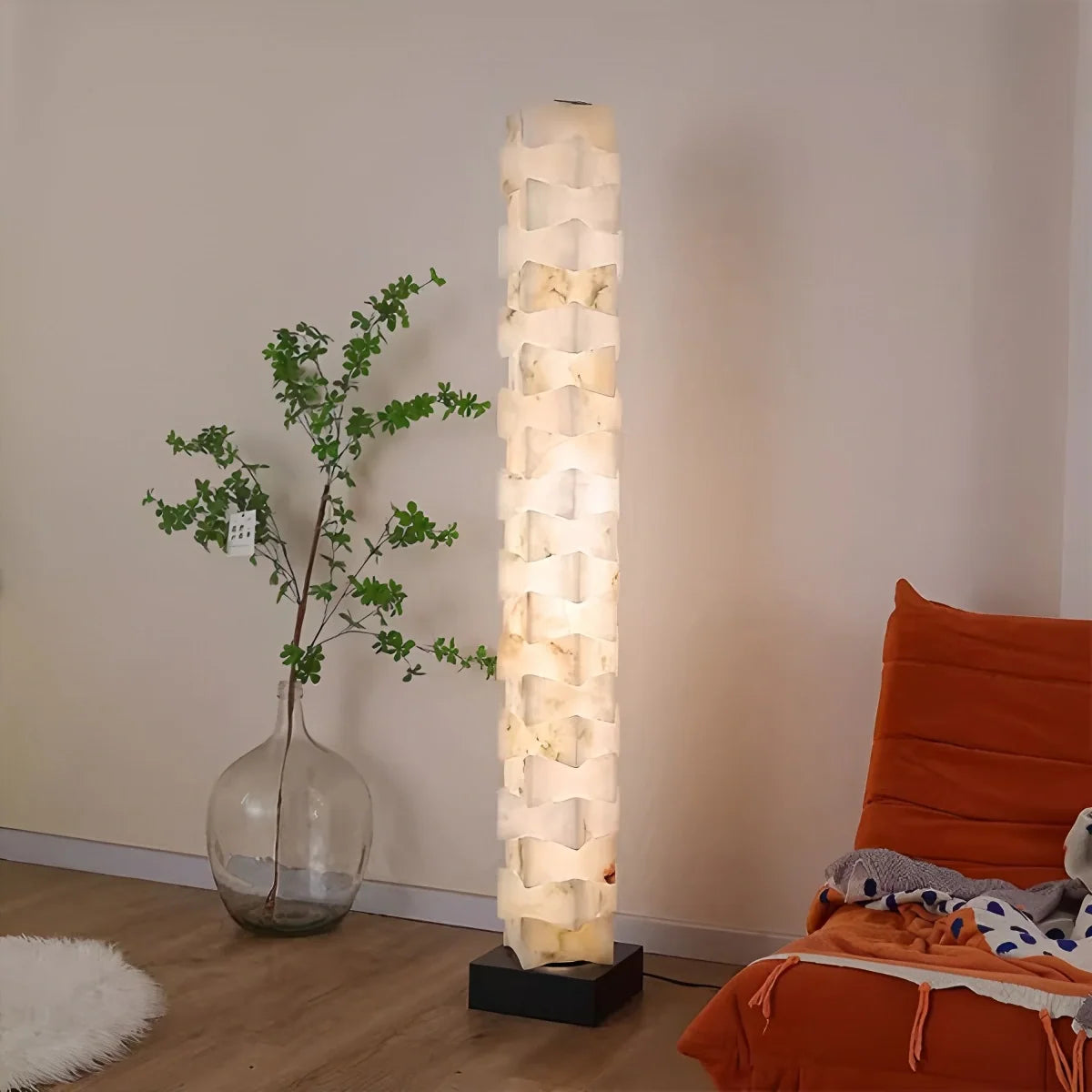 Creative Stacked Spanish Alabaster Squares Floor Lamp – Alabaster detail 2