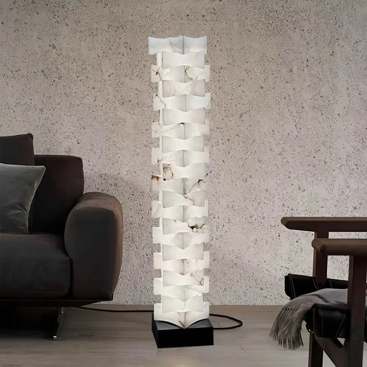 Creative Stacked Spanish Alabaster Squares Floor Lamp – Alabaster detail 6