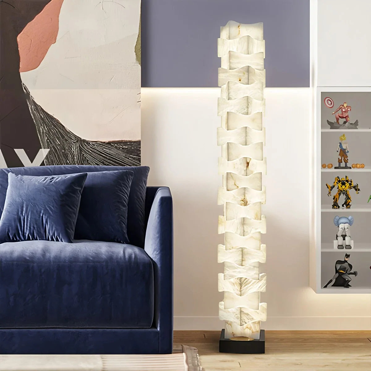 Creative Stacked Spanish Alabaster Squares Floor Lamp – Alabaster detail 8