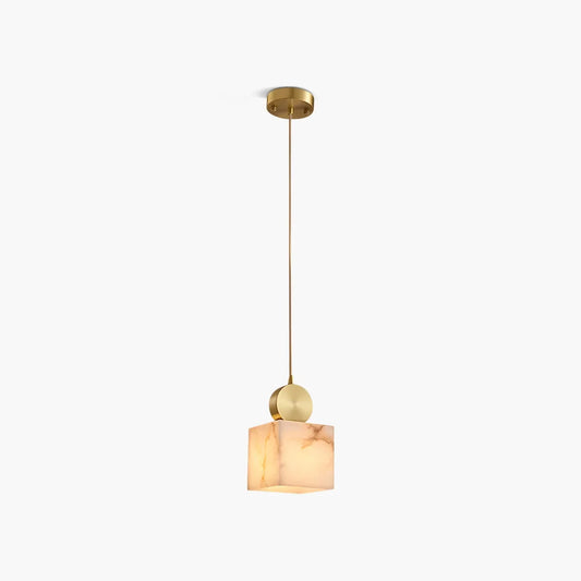All Copper Geometric Spanish Alabaster Pendant Light