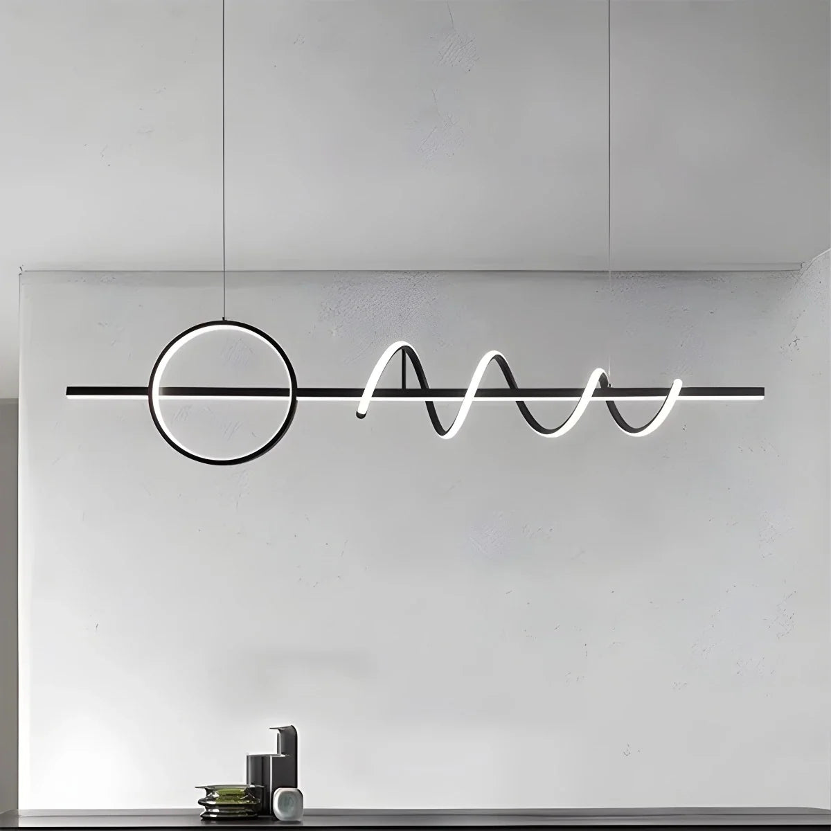 LED Minimalist Long Pendant Light for Kitchen Island – detail 8