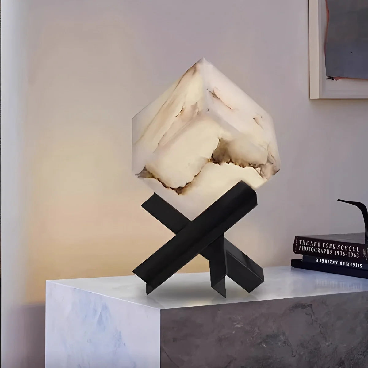 Light Study Square Spanish Alabaster Table Lamp – Alabaster detail 2