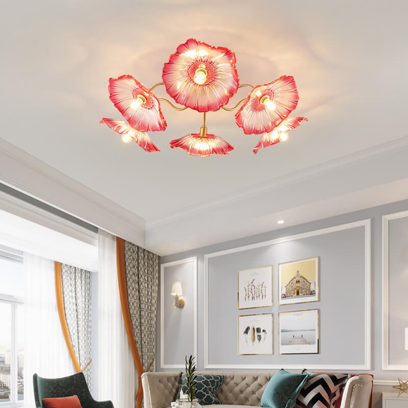 Lotus Leaf Glass Ceiling Lamp for Living Room – Glass detail 21