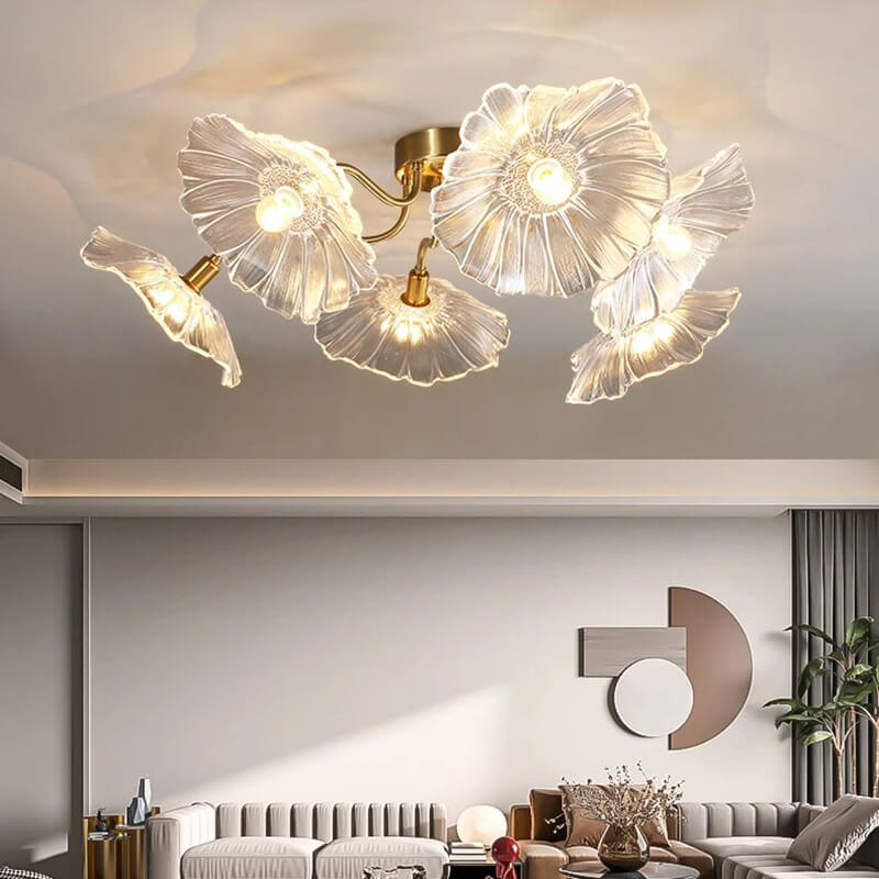 Lotus Leaf Glass Ceiling Lamp for Living Room – Glass detail 5
