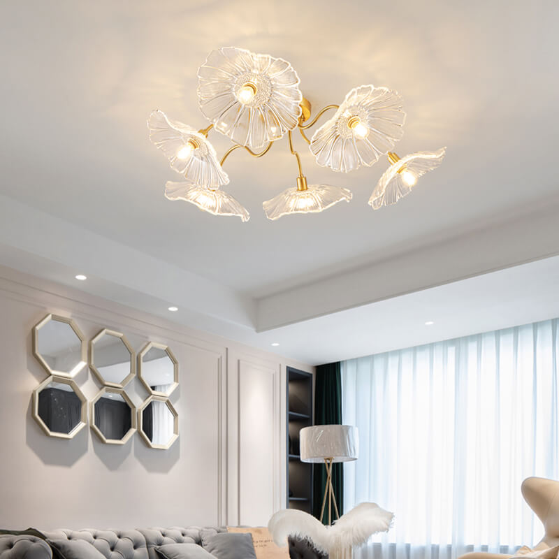 Lotus Leaf Glass Ceiling Lamp for Living Room – Glass detail 4