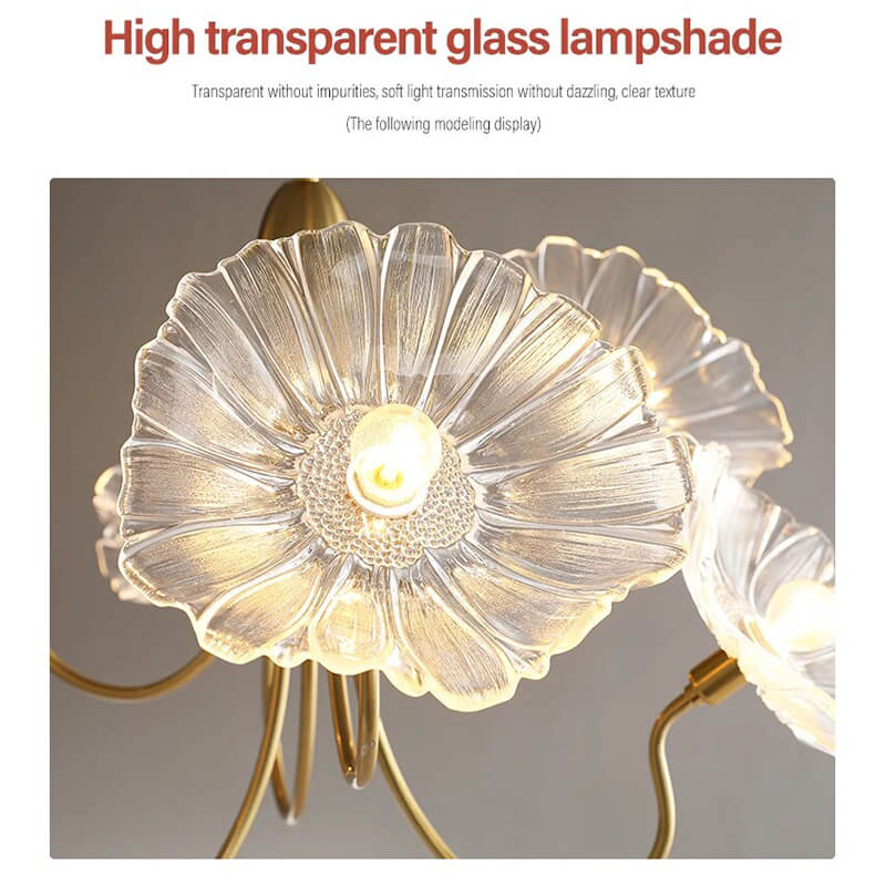 Lotus Leaf Glass Ceiling Lamp for Living Room – Glass detail 12