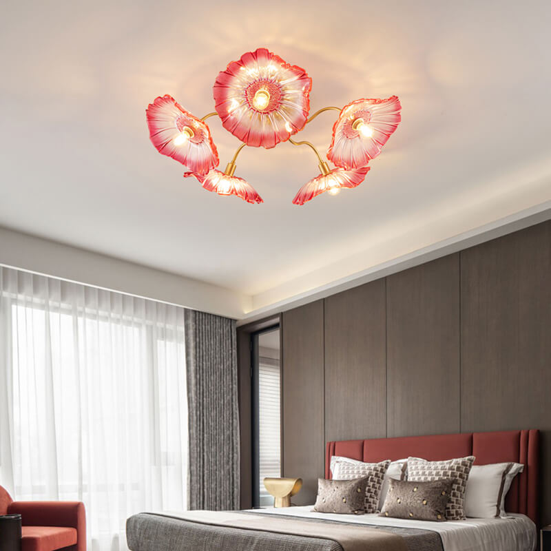 Lotus Leaf Glass Ceiling Lamp for Living Room – Glass detail 18