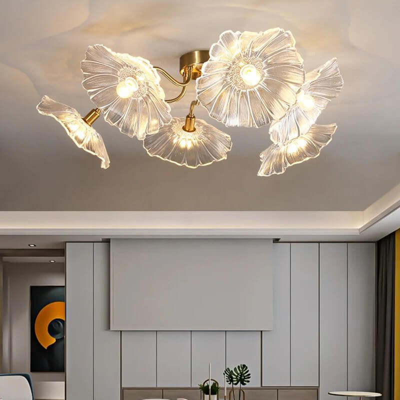 Lotus Leaf Glass Ceiling Lamp for Living Room – Glass detail 2
