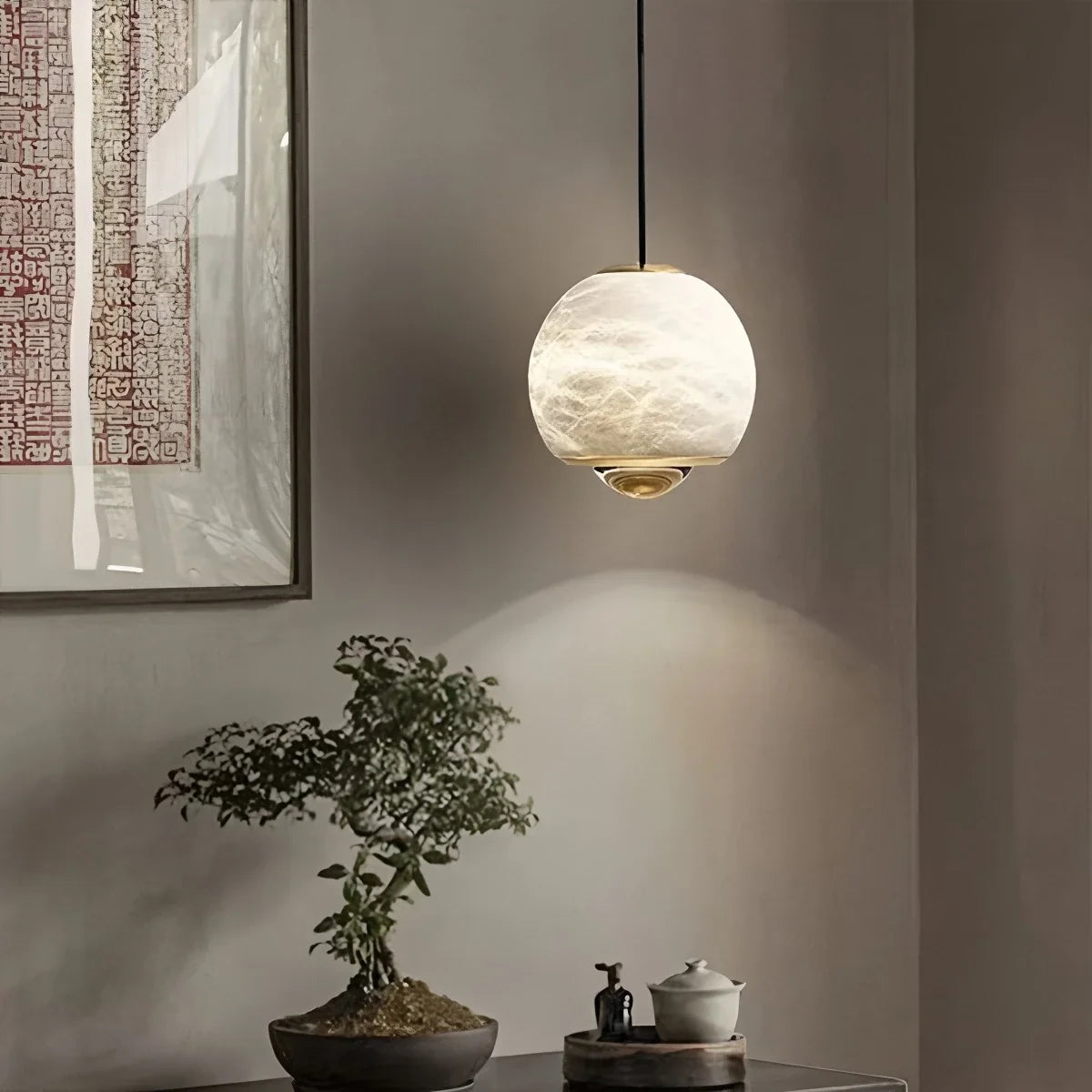 Modern Adjustable Spanish Alabaster Pendant Light – Alabaster detail 8