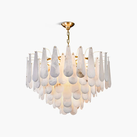 Modern Multi-Layer Spanish Alabaster Chandelier