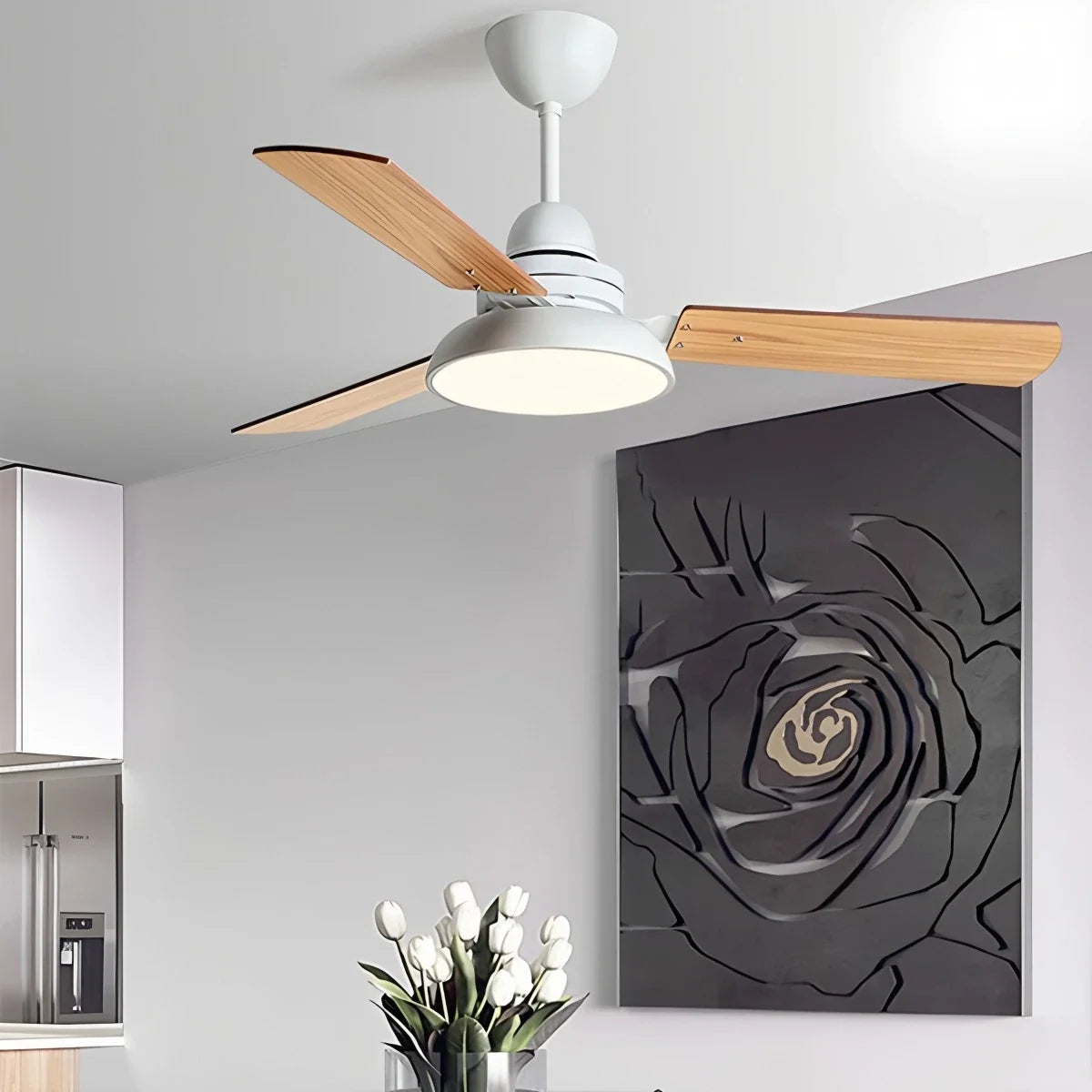 Modern Minimalist Three Leaf Ceiling Fan Light – detail 28