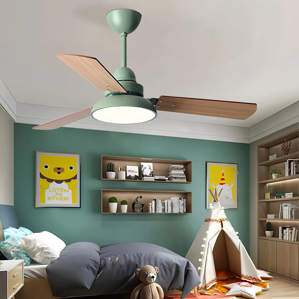 Modern Minimalist Three Leaf Ceiling Fan Light – detail 7