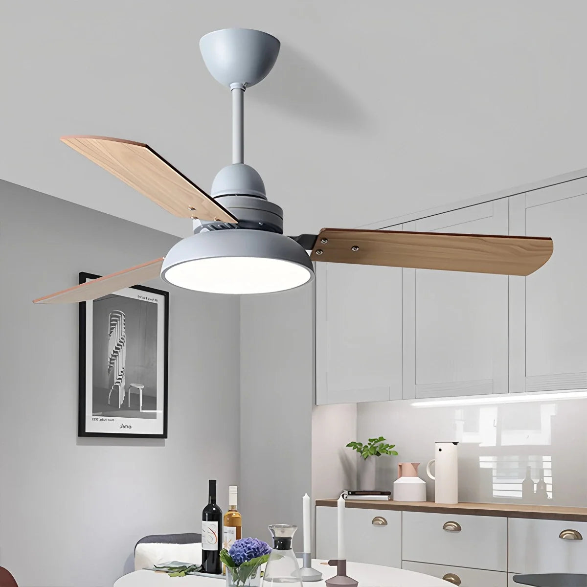 Modern Minimalist Three Leaf Ceiling Fan Light – detail 15