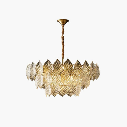 Tiered Glass Leaf Chandelier