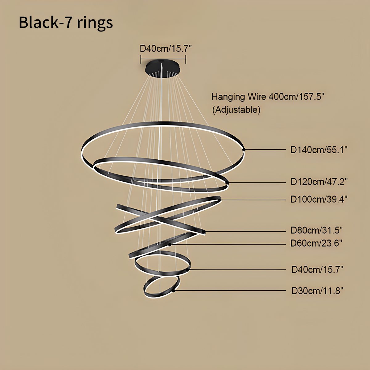 Tiered Ring Chandelier with Multi-Layer Rings – detail 18
