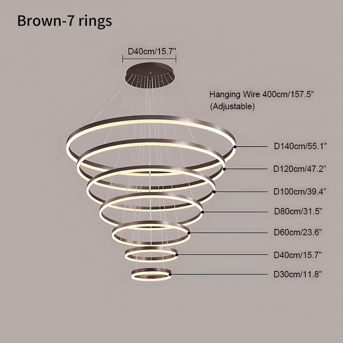 Tiered Ring Chandelier with Multi-Layer Rings – detail 35