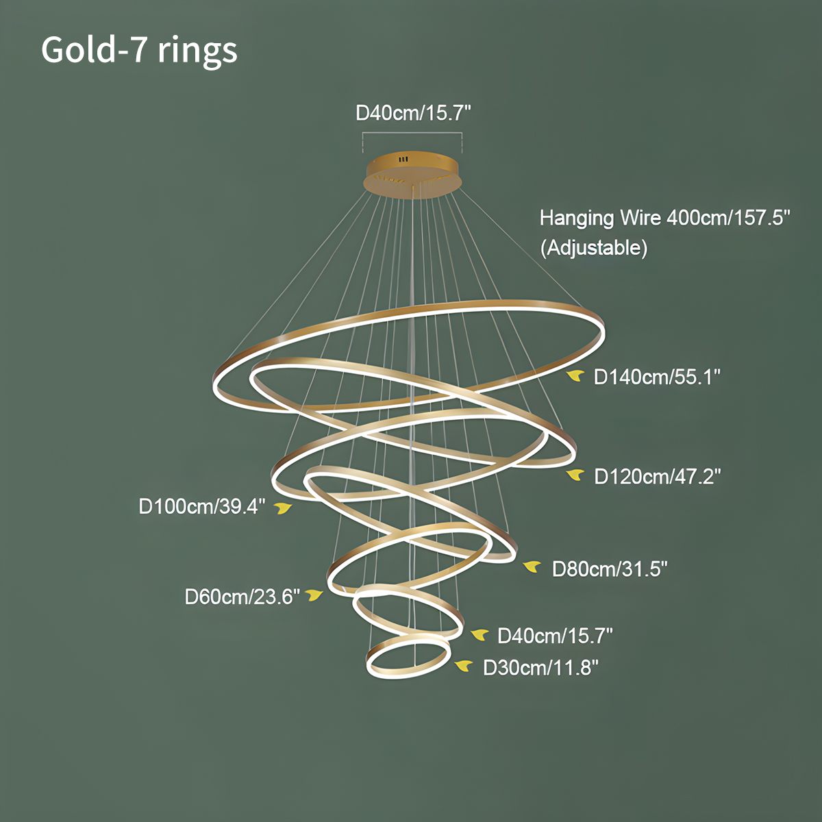 Tiered Ring Chandelier with Multi-Layer Rings – detail 53