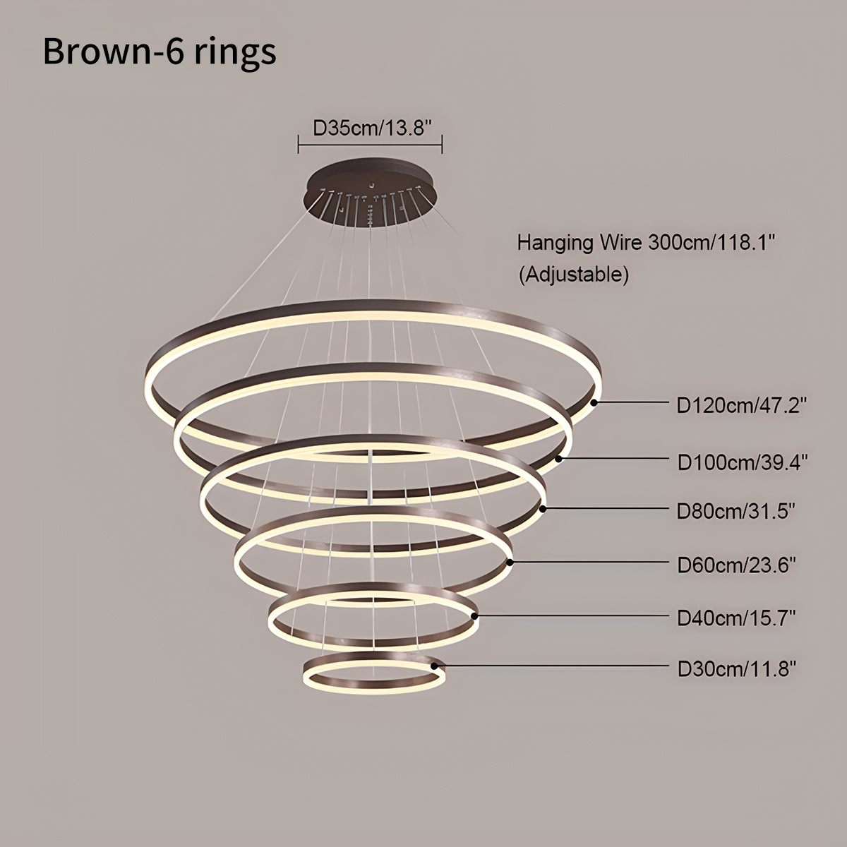 Tiered Ring Chandelier with Multi-Layer Rings – detail 32