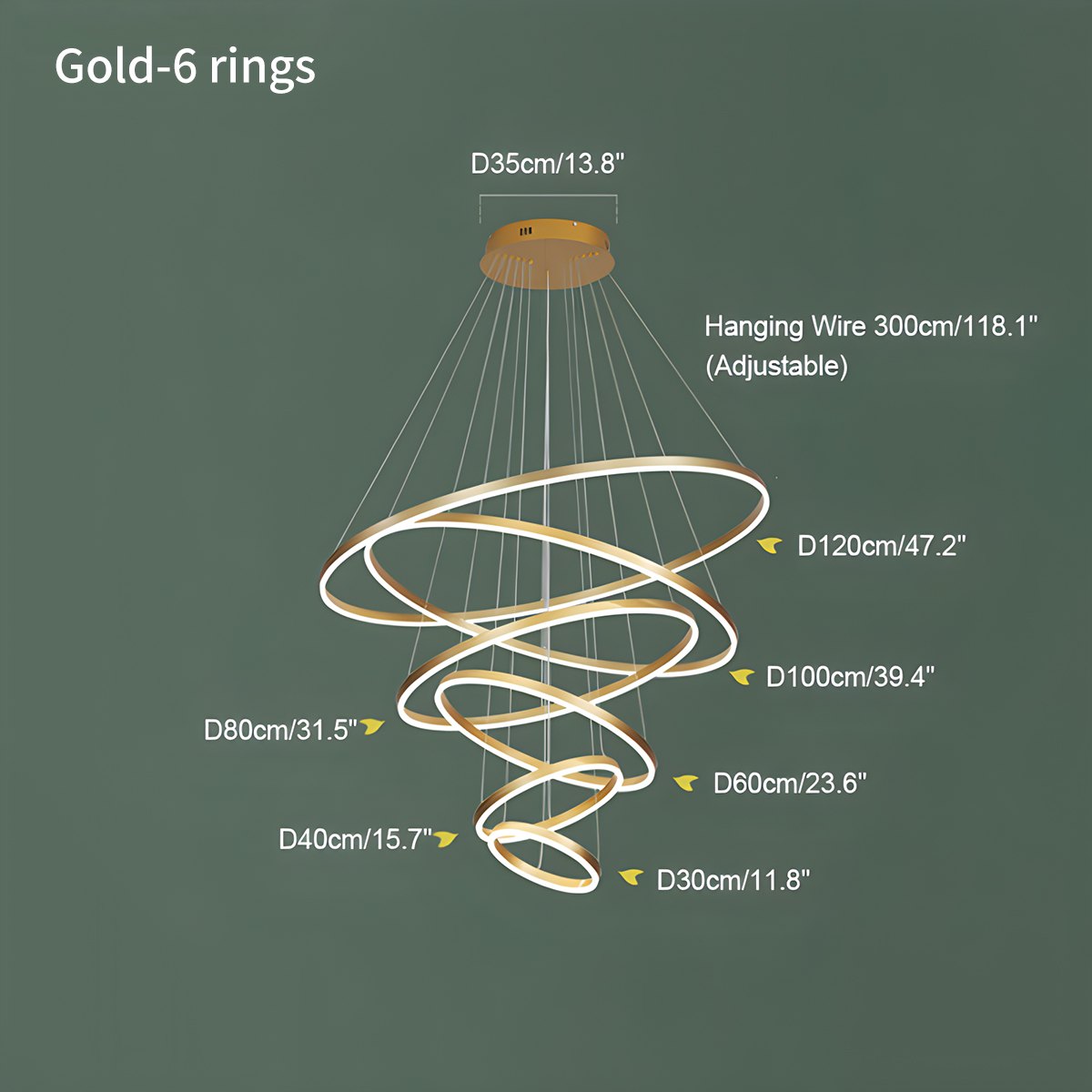 Tiered Ring Chandelier with Multi-Layer Rings – detail 49