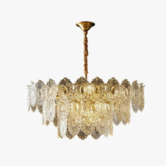 Tiered Textured Glass Chandelier