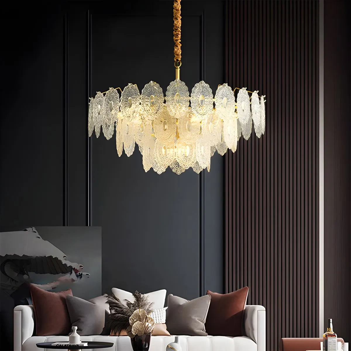 Tiered Textured Glass Chandelier – Glass detail 22