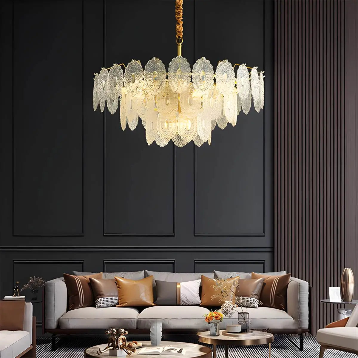 Tiered Textured Glass Chandelier – Glass detail 19