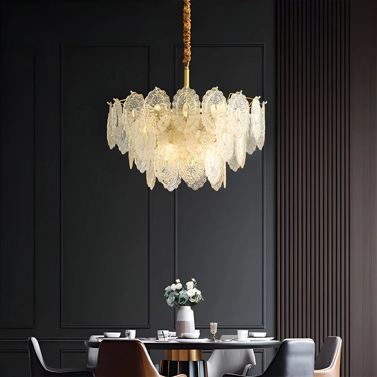 Tiered Textured Glass Chandelier – Glass detail 15
