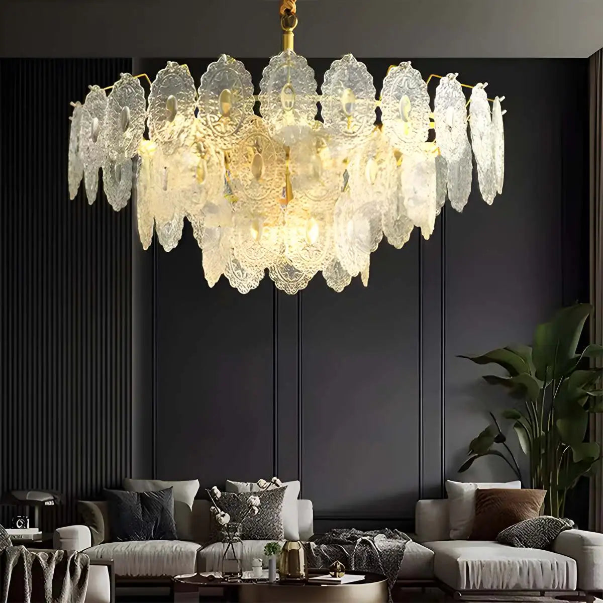 Tiered Textured Glass Chandelier – Glass detail 23