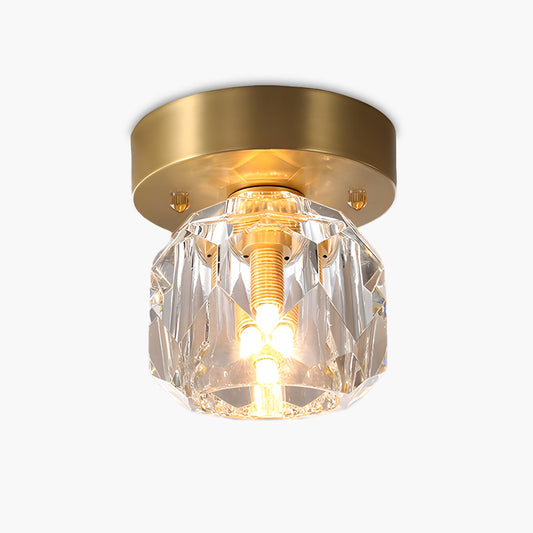 European Style Copper Glass Ceiling Lamp-G