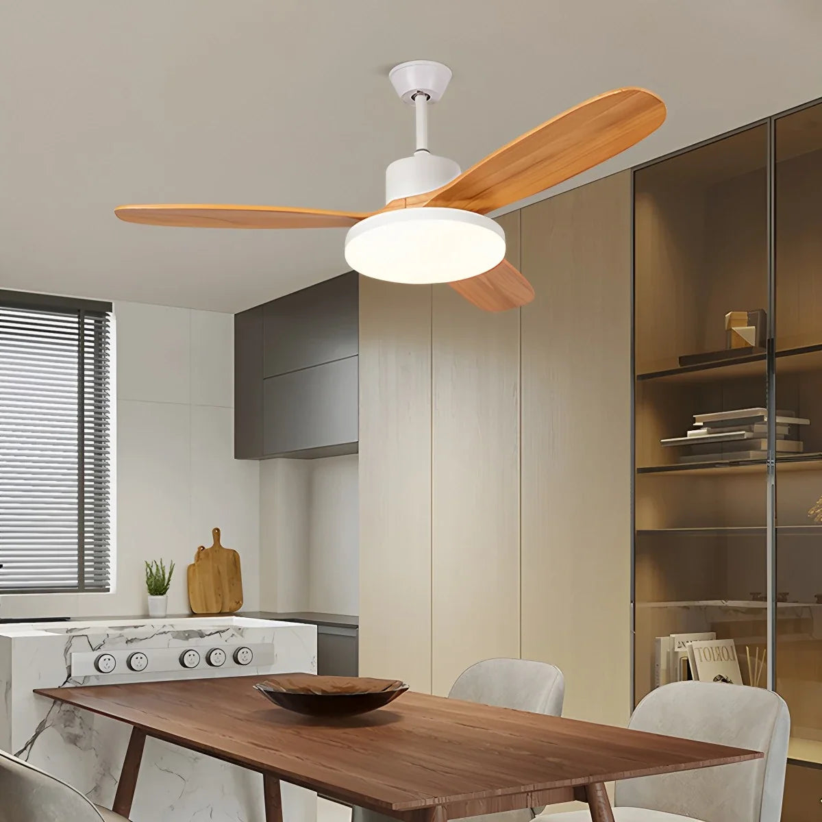 3 Wood Blade Ceiling Fan with Light – Wood detail 20