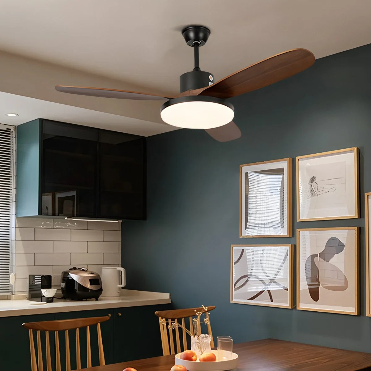 3 Wood Blade Ceiling Fan with Light – Wood detail 7