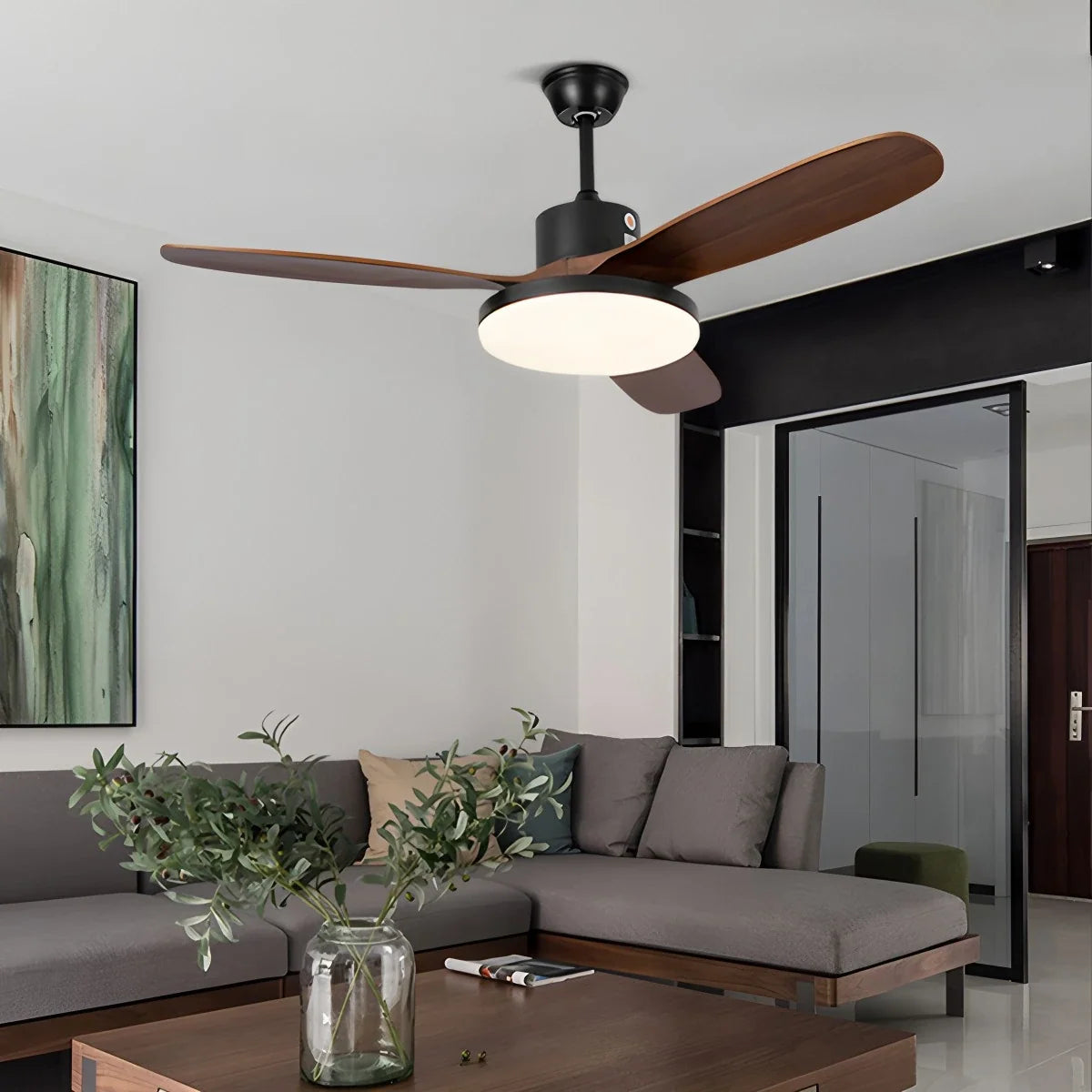 3 Wood Blade Ceiling Fan with Light – Wood detail 8