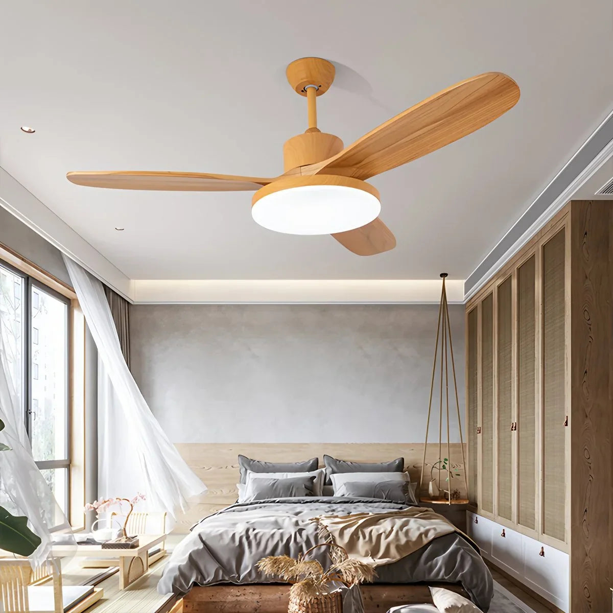 3 Wood Blade Ceiling Fan with Light – Wood detail 12