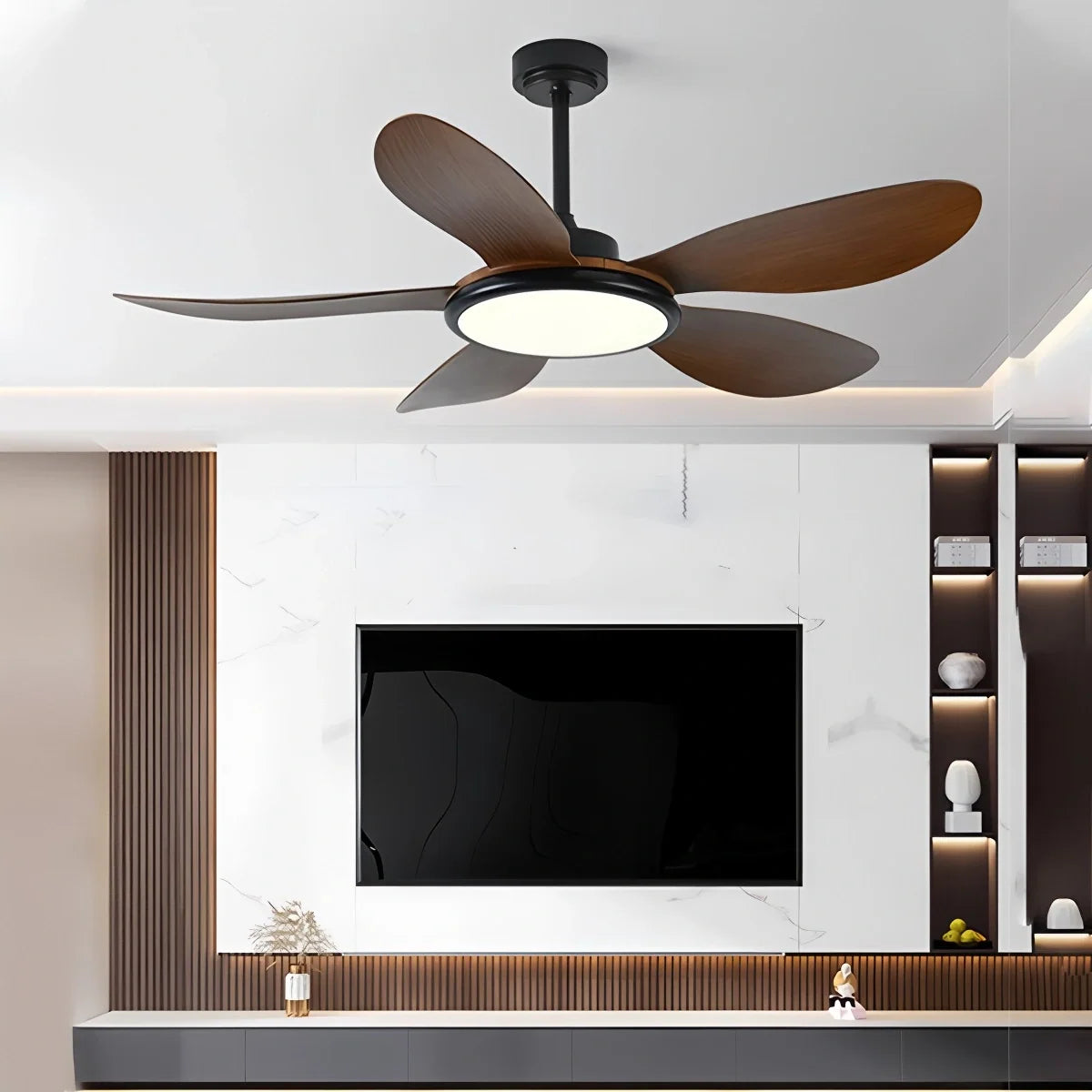 5-Blade Wood Ceiling Fan with Light for Living Room – Wood detail 2