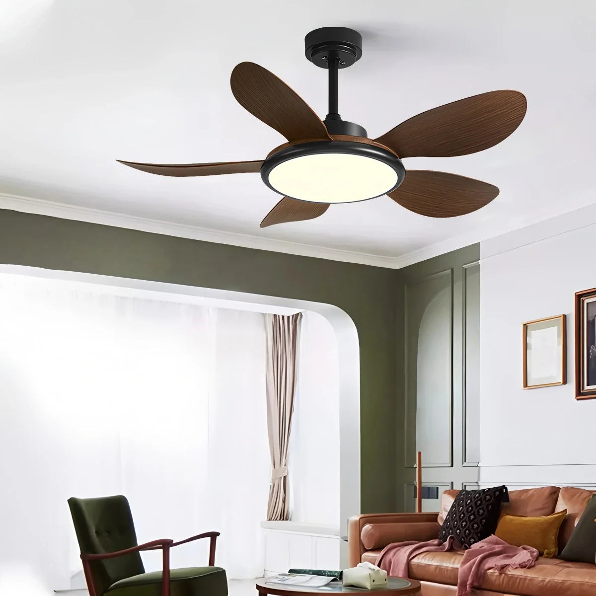 5-Blade Wood Ceiling Fan with Light for Living Room – Wood detail 5