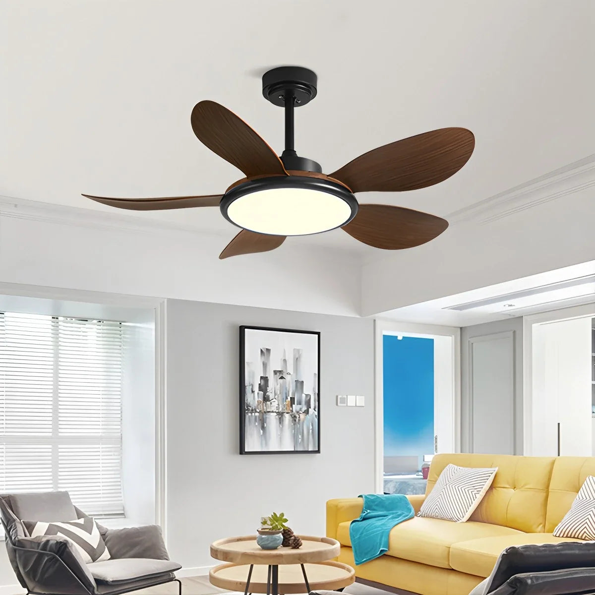 5-Blade Wood Ceiling Fan with Light for Living Room – Wood detail 6