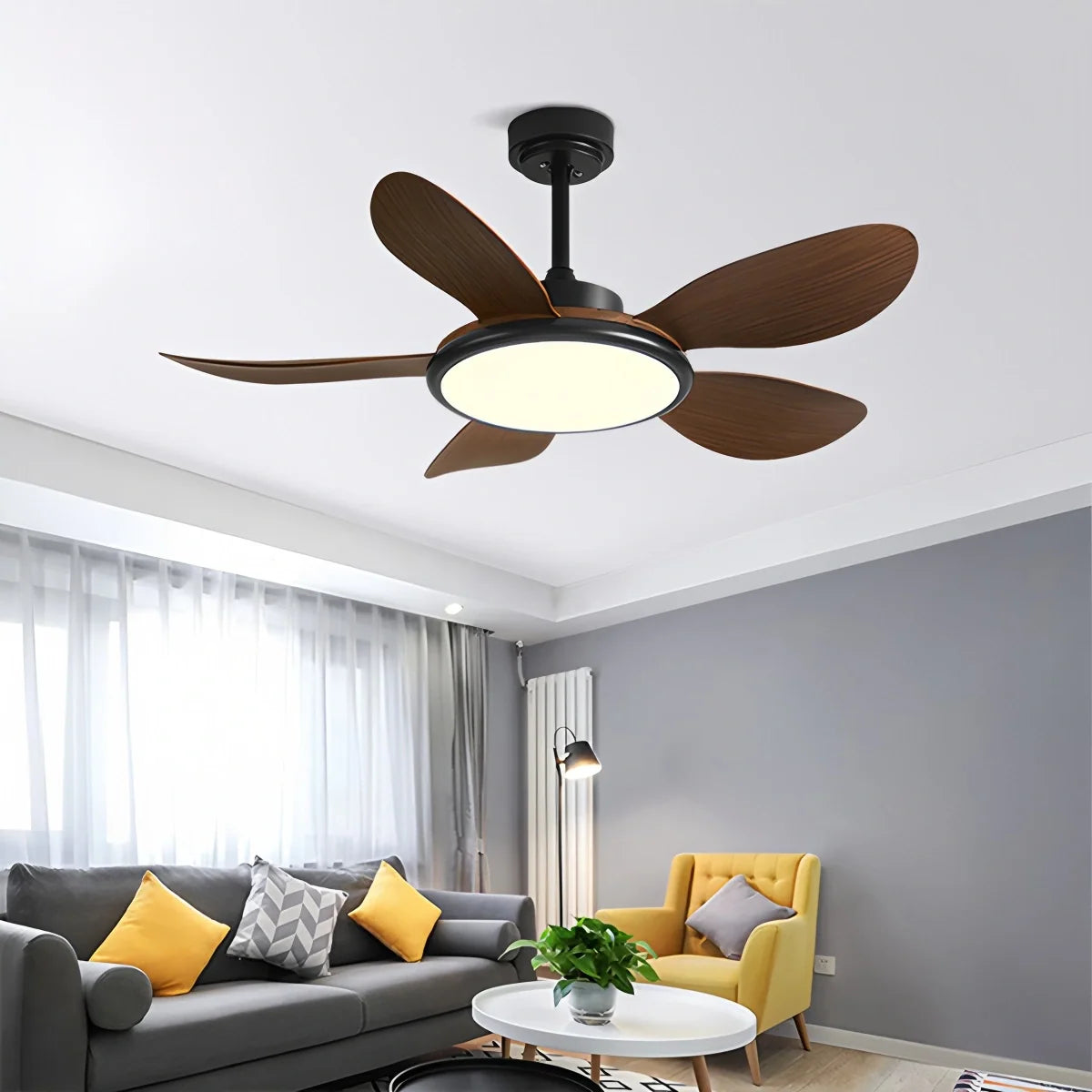 5-Blade Wood Ceiling Fan with Light for Living Room – Wood detail 7