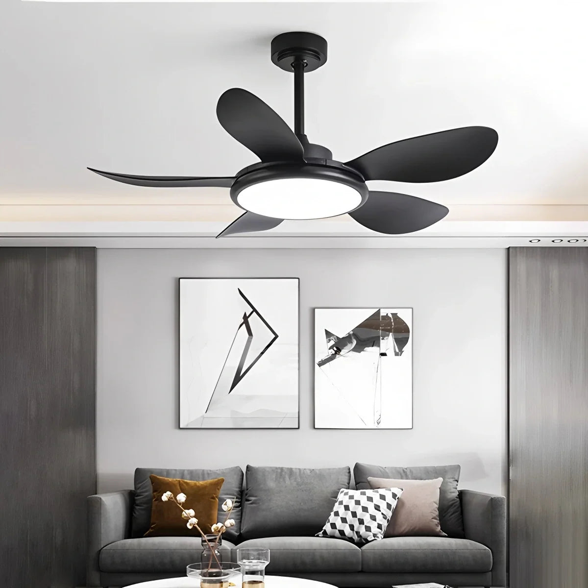 5-Blade Wood Ceiling Fan with Light for Living Room – Wood detail 13