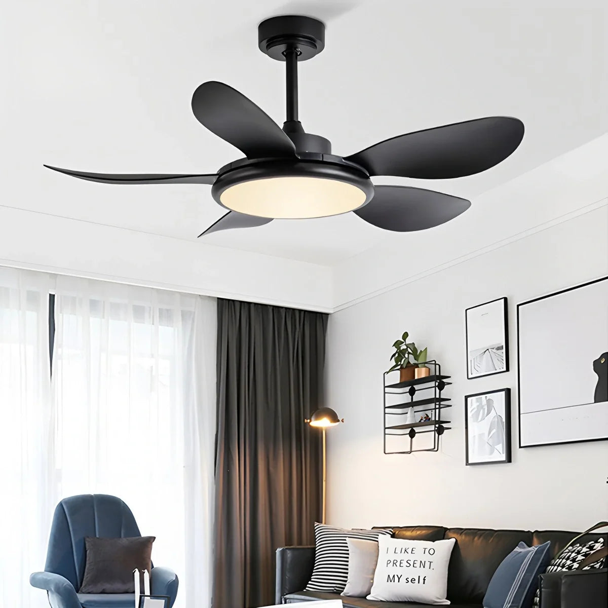 5-Blade Wood Ceiling Fan with Light for Living Room – Wood detail 17