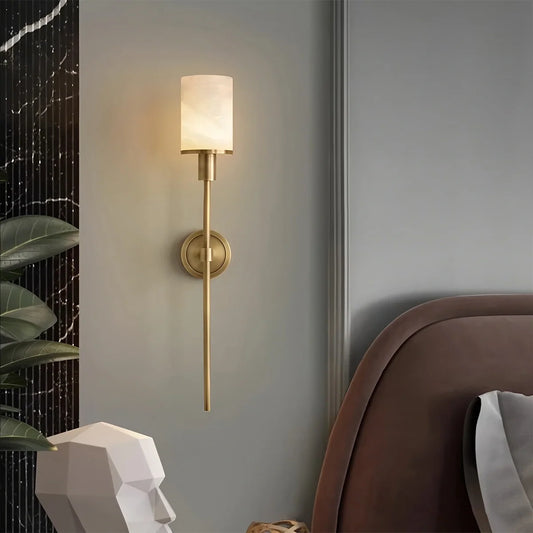 Alabaster Pillar Candle Wall Sconce