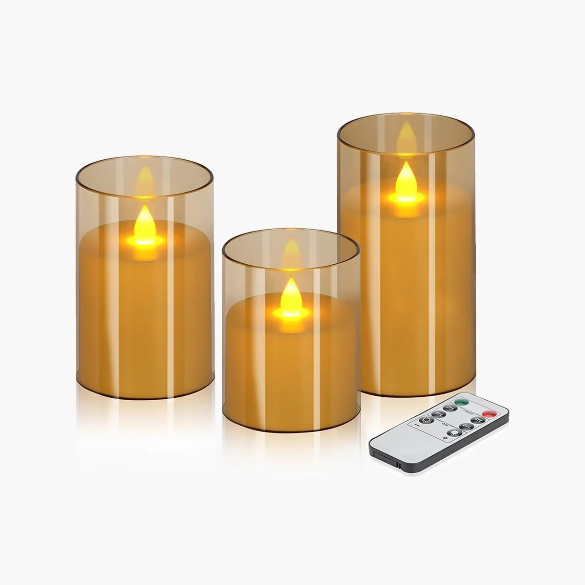 Amber Acrylic Glass Pillar Flameless Candle 12 Pack × 6 Flameless Candle – Glass detail 2