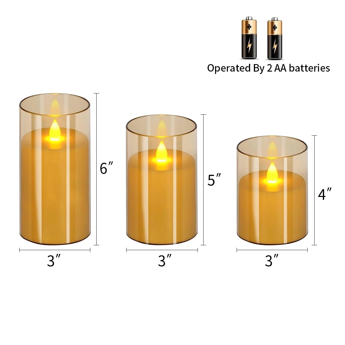 Amber Acrylic Glass Pillar Flameless Candle 12 Pack × 6 Flameless Candle – Glass detail 8